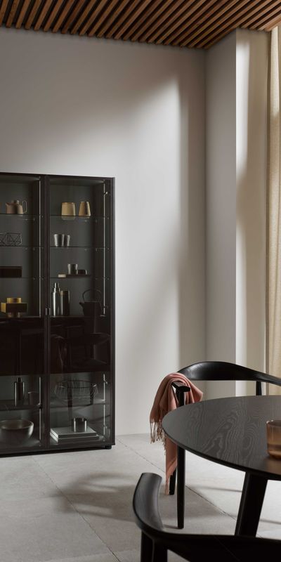 A V6085 Gl Eiche Schwarz Vitrine Online D